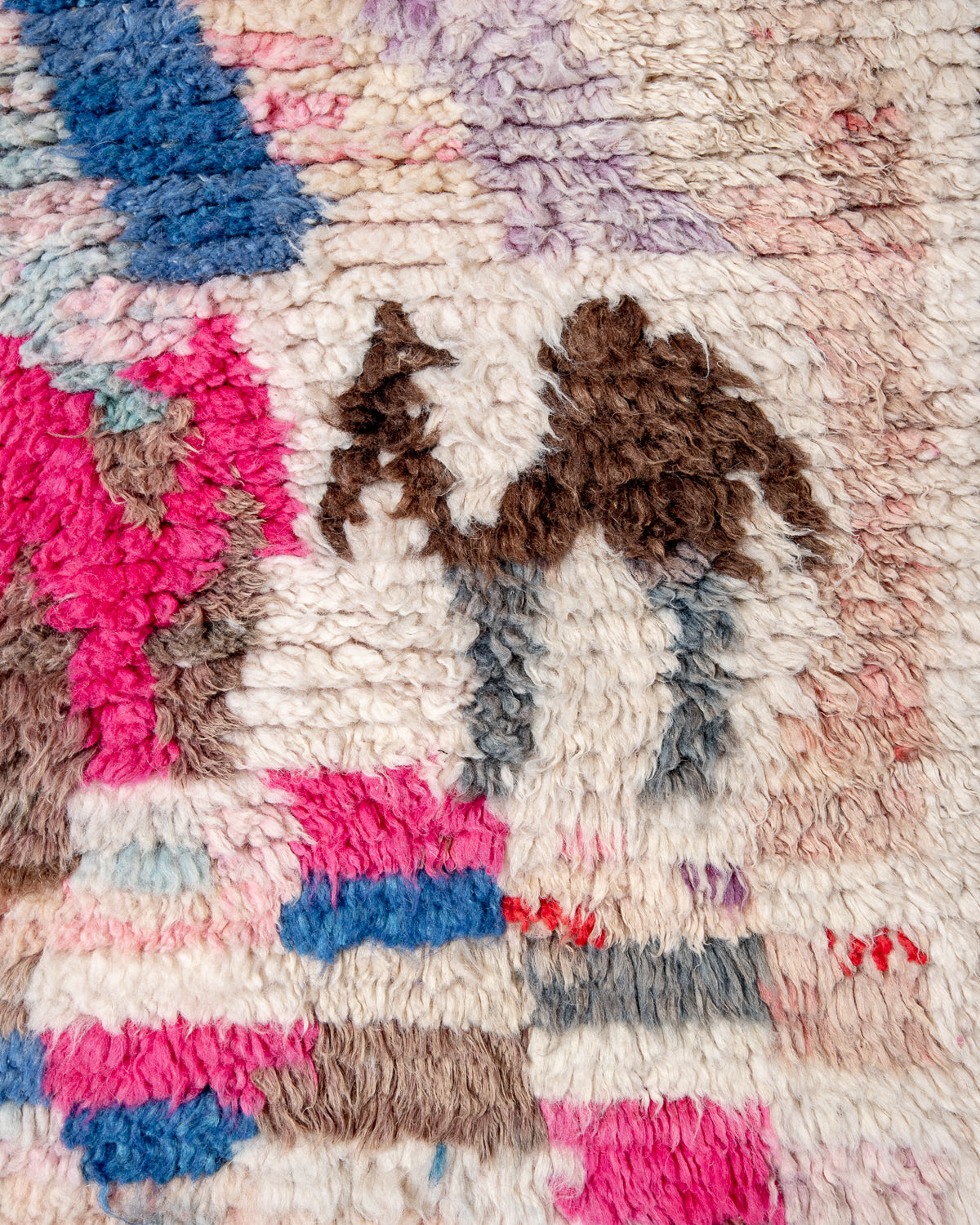 Modern, designer, handcrafted Berber runner rug from Morocco. Vintage carpet with beautiful colours and patterns and fluffy texture.